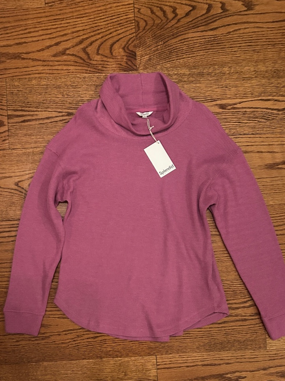 Splendid Mauve Ribbed Cowl Neck Sweater